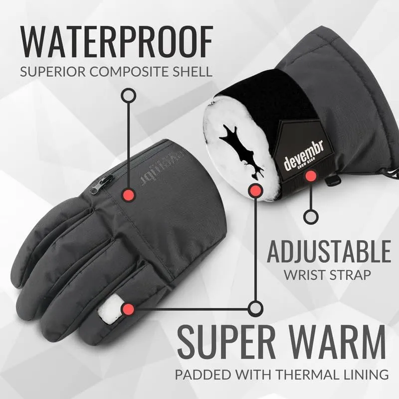 Snowboarding Gloves with Wrist Guards, Ski Gloves Touchscreen