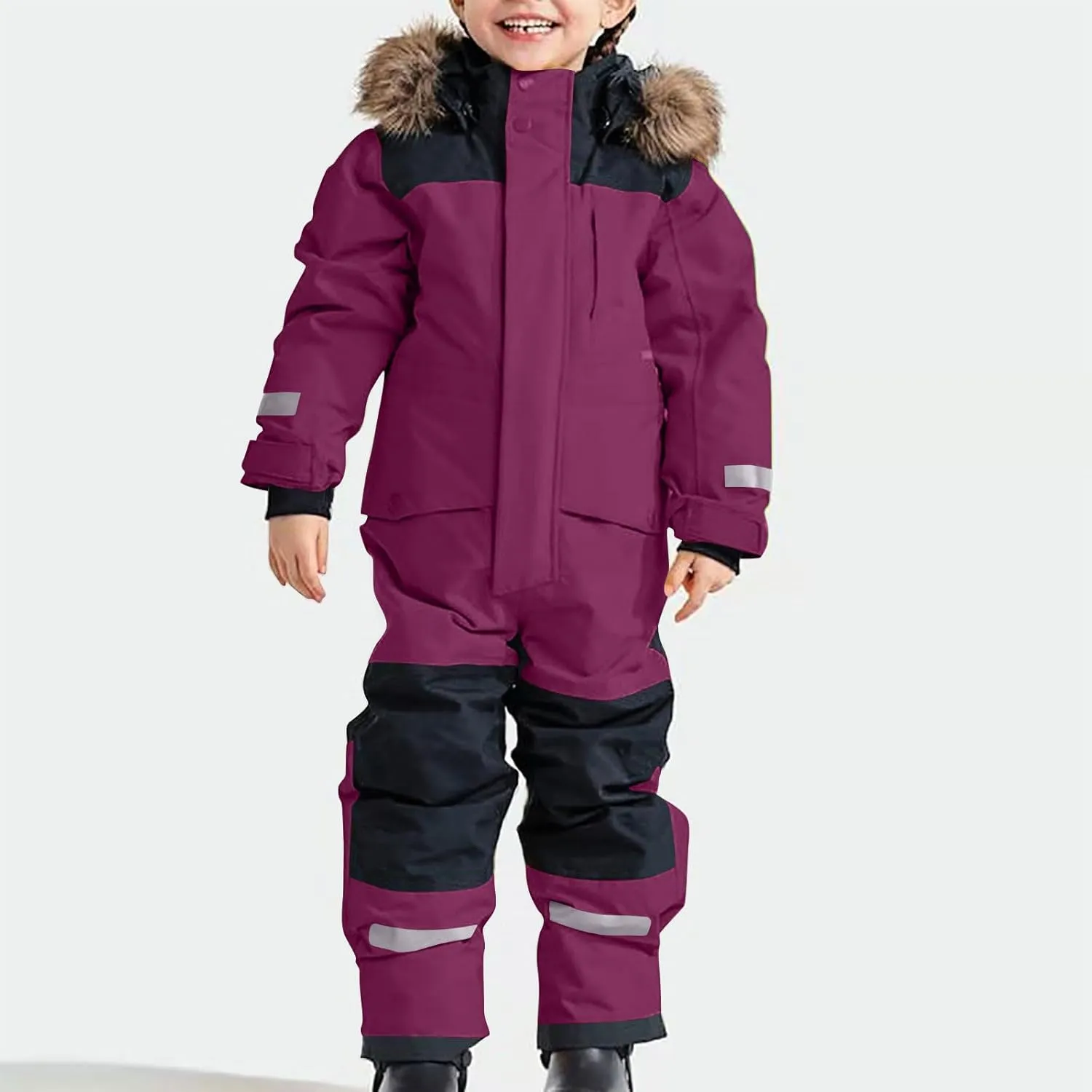 Snowsuit Kids Girls Boys One Piece Snowsuit Ski Suits Waterproof Jumpsuits Winter Warm Snowboard Coat Outdoor Jackets