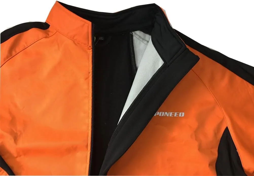 sponeed Men's Windproof Jackets Cycling Fleece Coat Shirts Winter Thermal Snowing Running Tops Bike Overcoats
