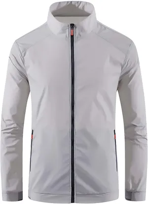 Stand Up Collar Windbreaker Jackets for Men Lightweight Windproof Jackets with Zipper Pockets Causal Fall Jackets