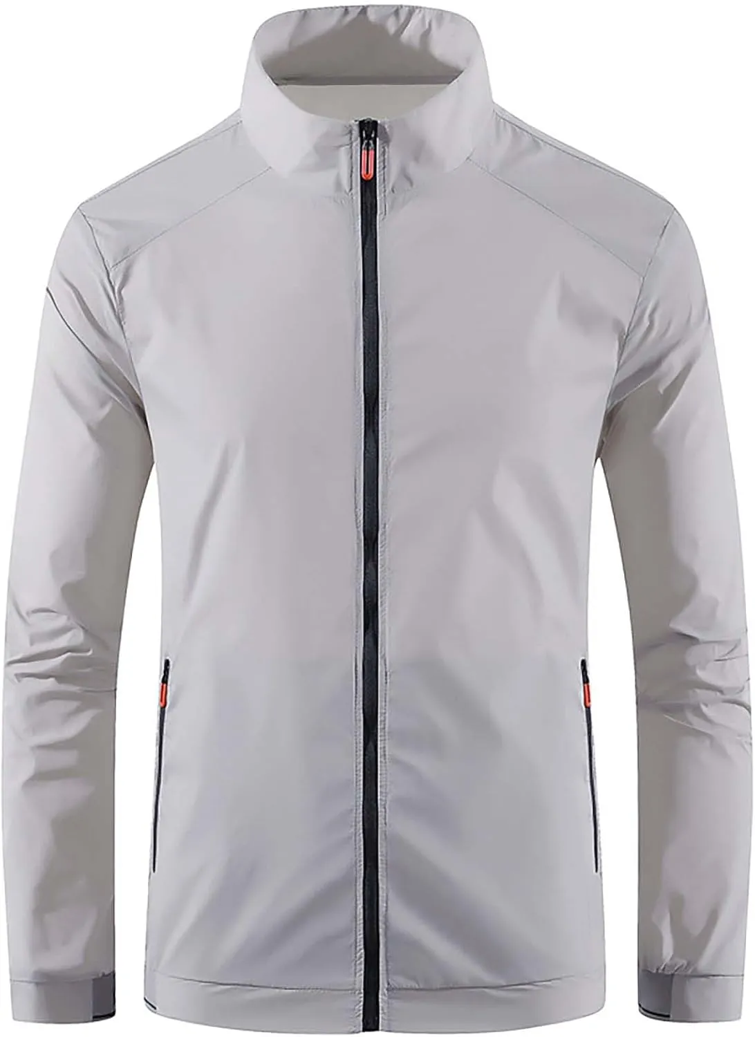 Stand Up Collar Windbreaker Jackets for Men Lightweight Windproof Jackets with Zipper Pockets Causal Fall Jackets