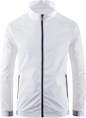Stand Up Collar Windbreaker Jackets for Men Lightweight Windproof Jackets with Zipper Pockets Causal Fall Jackets
