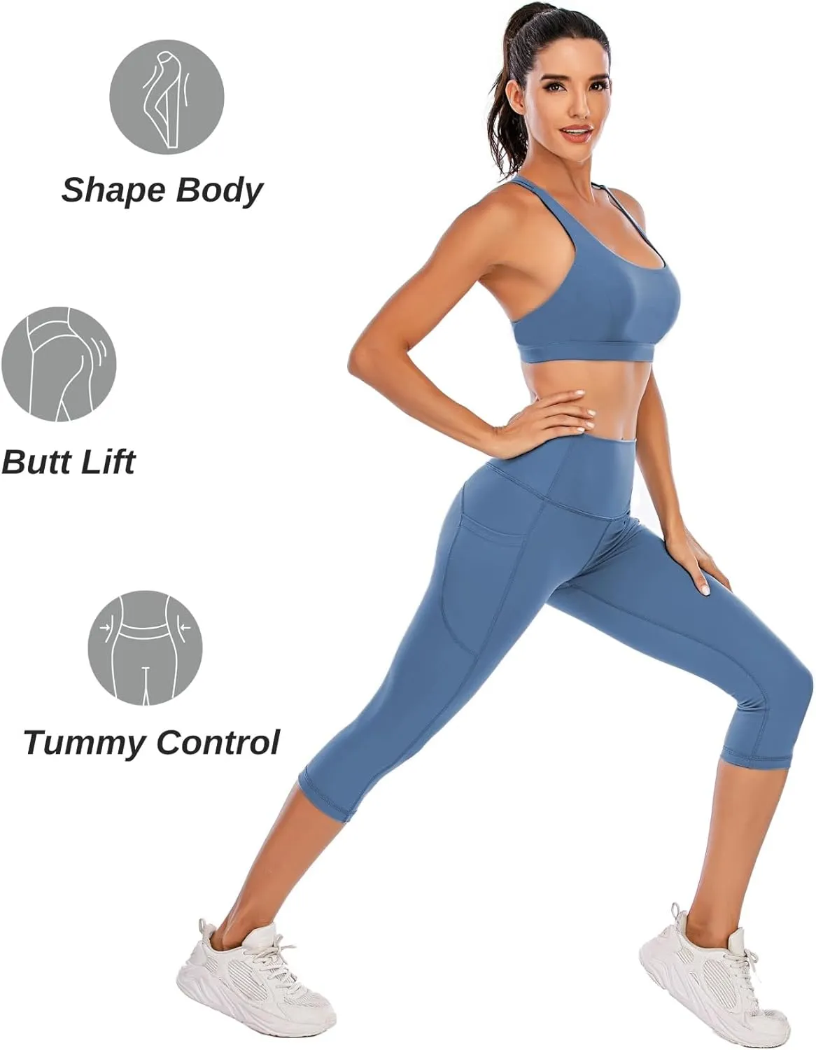 Steppe Naked Feeling High Waisted Yoga Pants Women's Workout Capris Leggings with Pockets