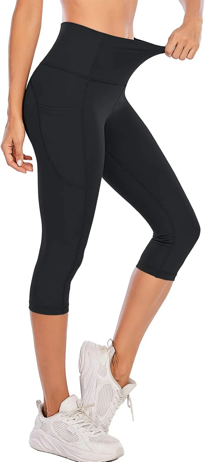 Steppe Naked Feeling High Waisted Yoga Pants Women's Workout Capris Leggings with Pockets
