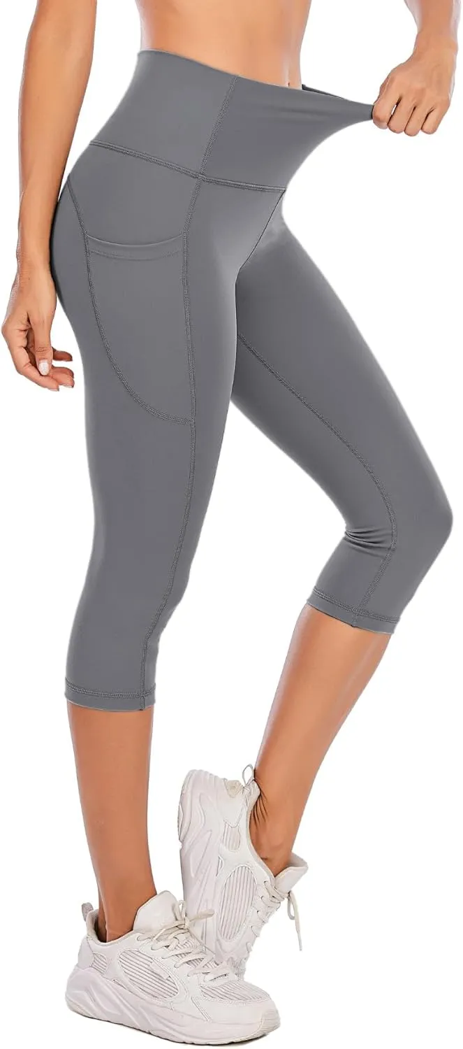 Steppe Naked Feeling High Waisted Yoga Pants Women's Workout Capris Leggings with Pockets