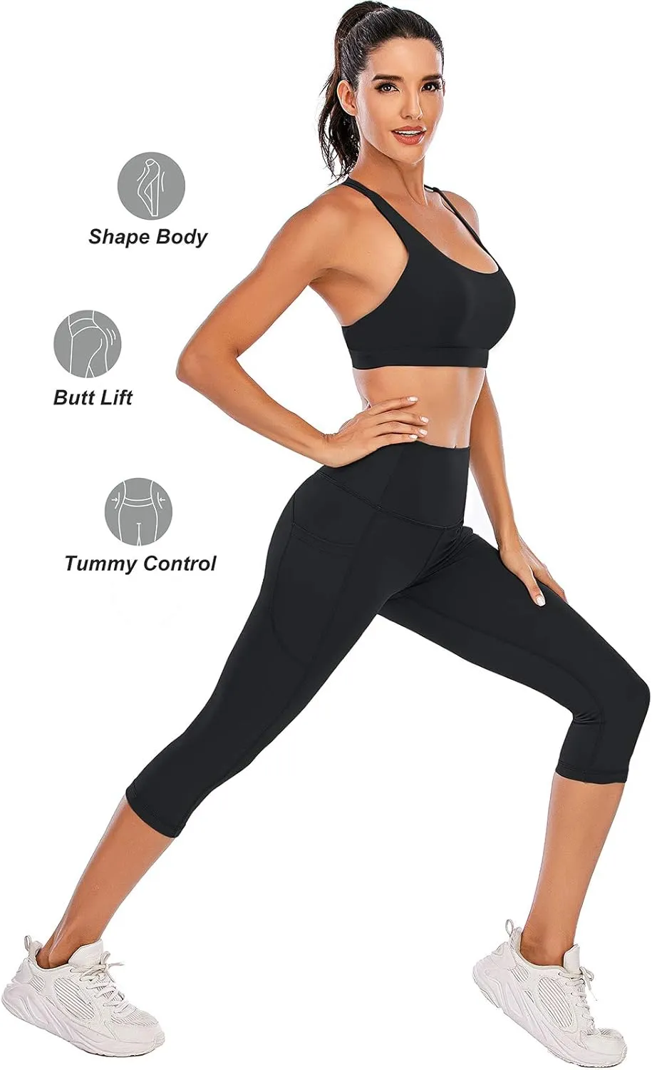 Steppe Naked Feeling High Waisted Yoga Pants Women's Workout Capris Leggings with Pockets