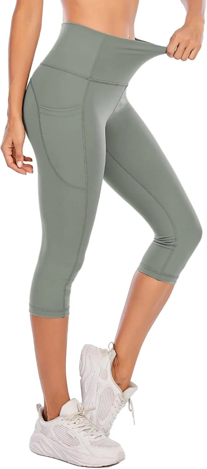 Steppe Naked Feeling High Waisted Yoga Pants Women's Workout Capris Leggings with Pockets