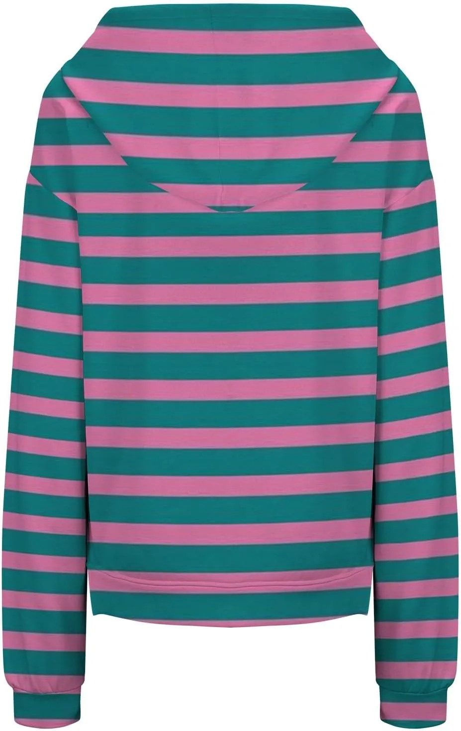 Striped Drawstring Hoodies for Women Oversized Pullover Blouse Casual Long Sleeve Workout Preepy Hooded Sweatshirts