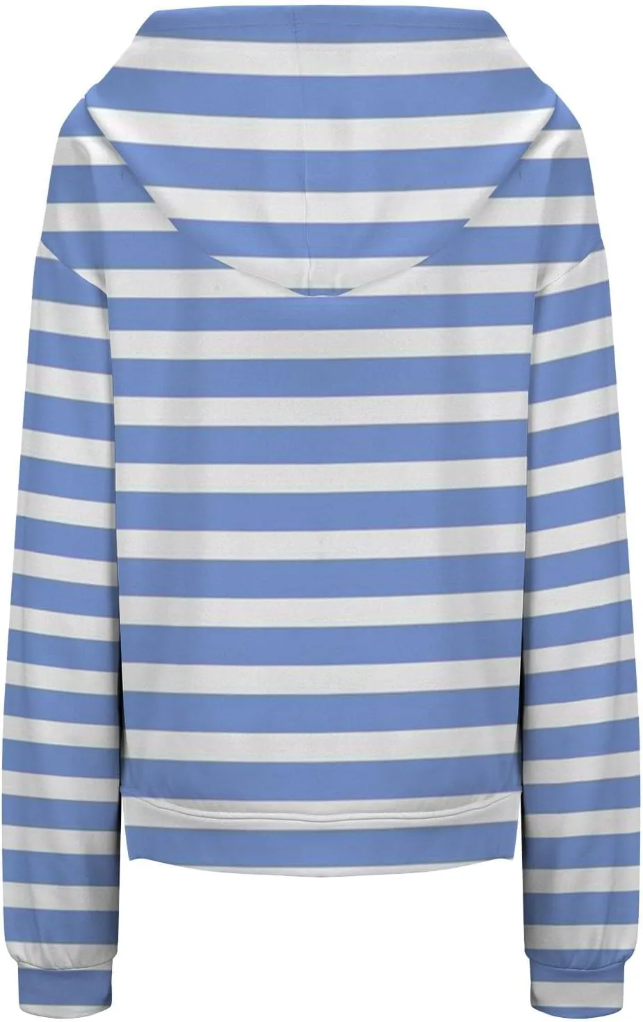 Striped Drawstring Hoodies for Women Oversized Pullover Blouse Casual Long Sleeve Workout Preepy Hooded Sweatshirts