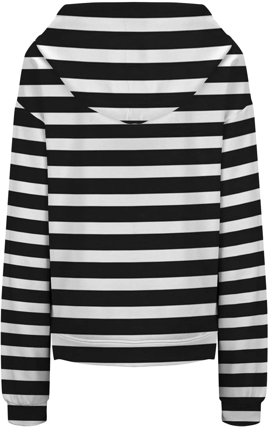 Striped Drawstring Hoodies for Women Oversized Pullover Blouse Casual Long Sleeve Workout Preepy Hooded Sweatshirts