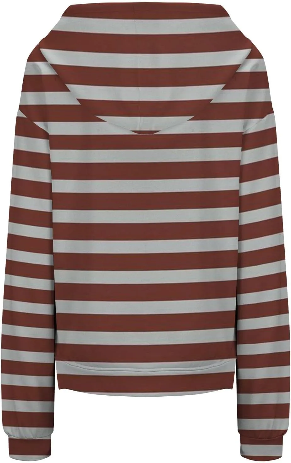 Striped Drawstring Hoodies for Women Oversized Pullover Blouse Casual Long Sleeve Workout Preepy Hooded Sweatshirts
