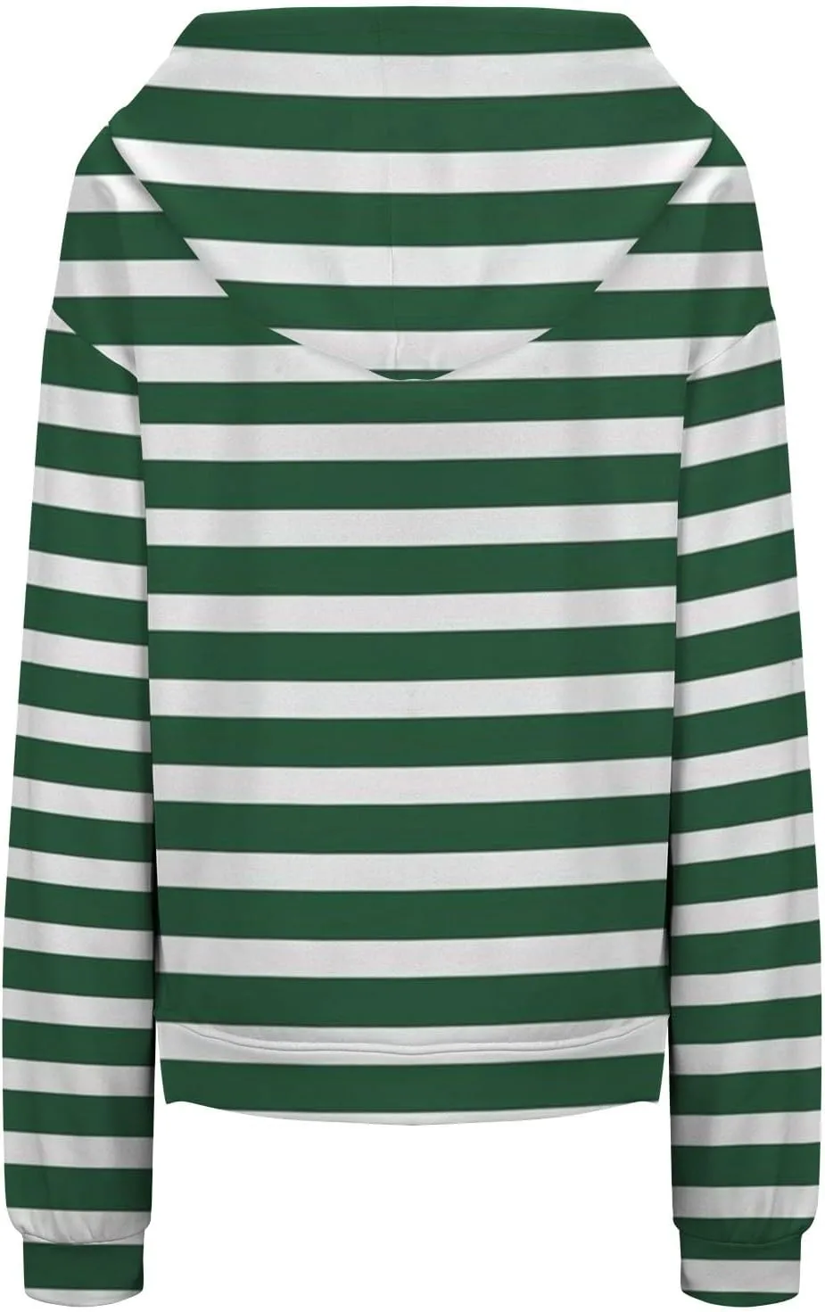Striped Drawstring Hoodies for Women Oversized Pullover Blouse Casual Long Sleeve Workout Preepy Hooded Sweatshirts