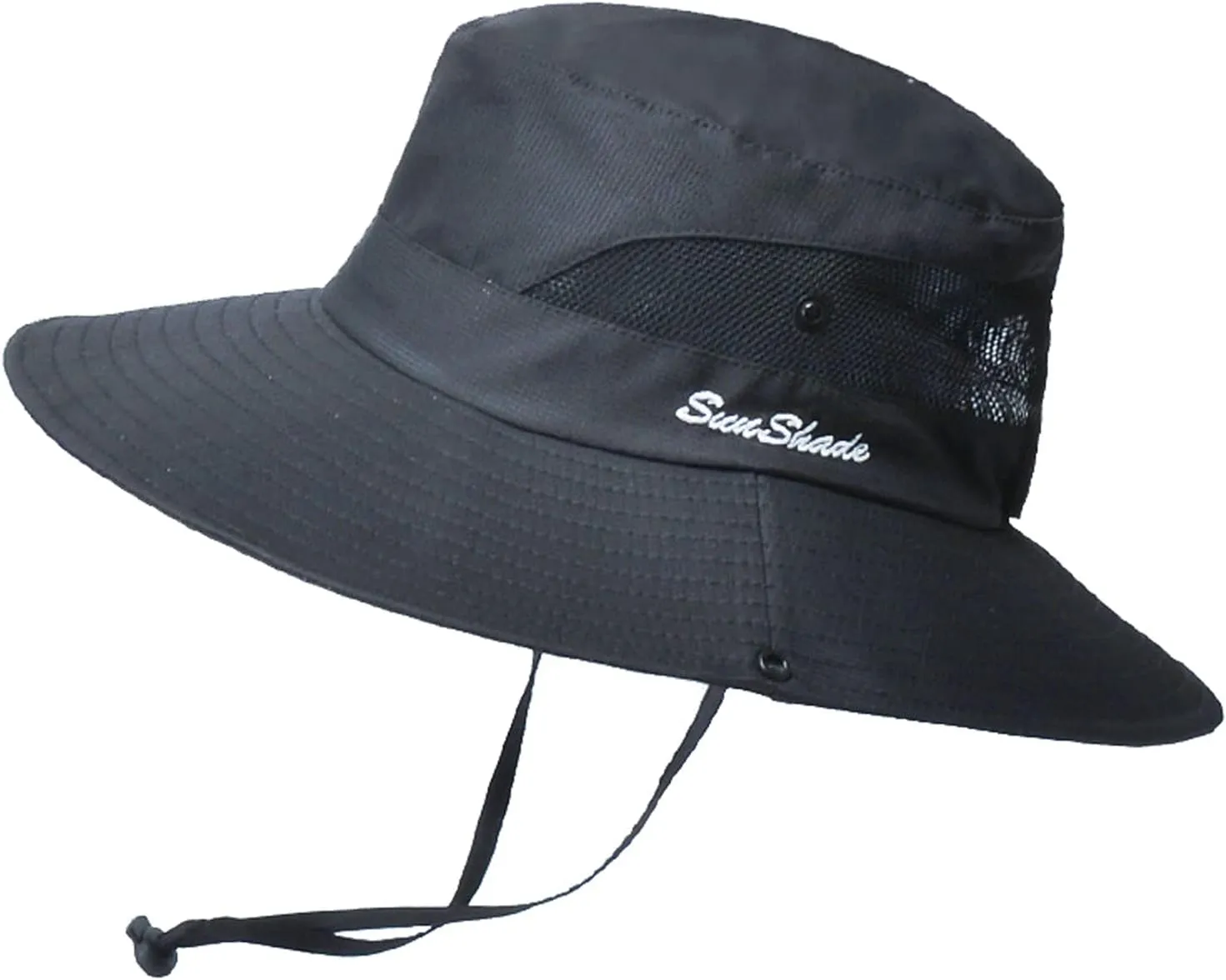 Sun Hats for Men Women Wide Brim Summer Beach Fishing Hat Outdoor UV Protection Bucket Cap Mesh Foldable Ponytail Hat