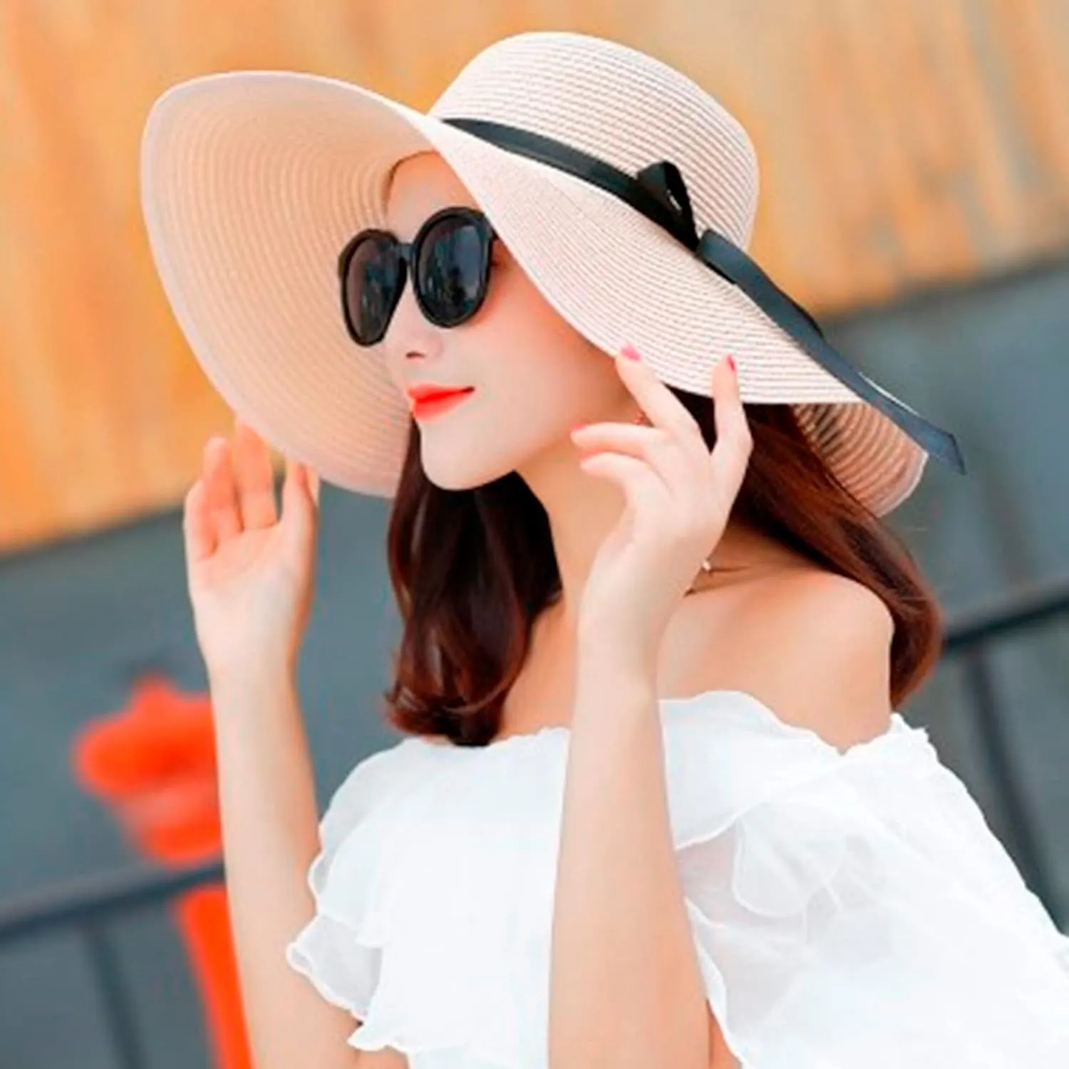 Sun Hats Women Big Brim Straw Hat Sun Floppy Wide Brim Hats Bowknot Folding Beach Cap Sunscreen Hat