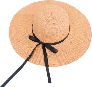 Sun Hats Women Big Brim Straw Hat Sun Floppy Wide Brim Hats Bowknot Folding Beach Cap Sunscreen Hat