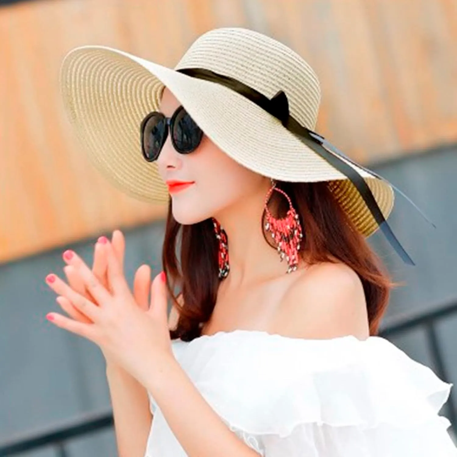 Sun Hats Women Big Brim Straw Hat Sun Floppy Wide Brim Hats Bowknot Folding Beach Cap Sunscreen Hat