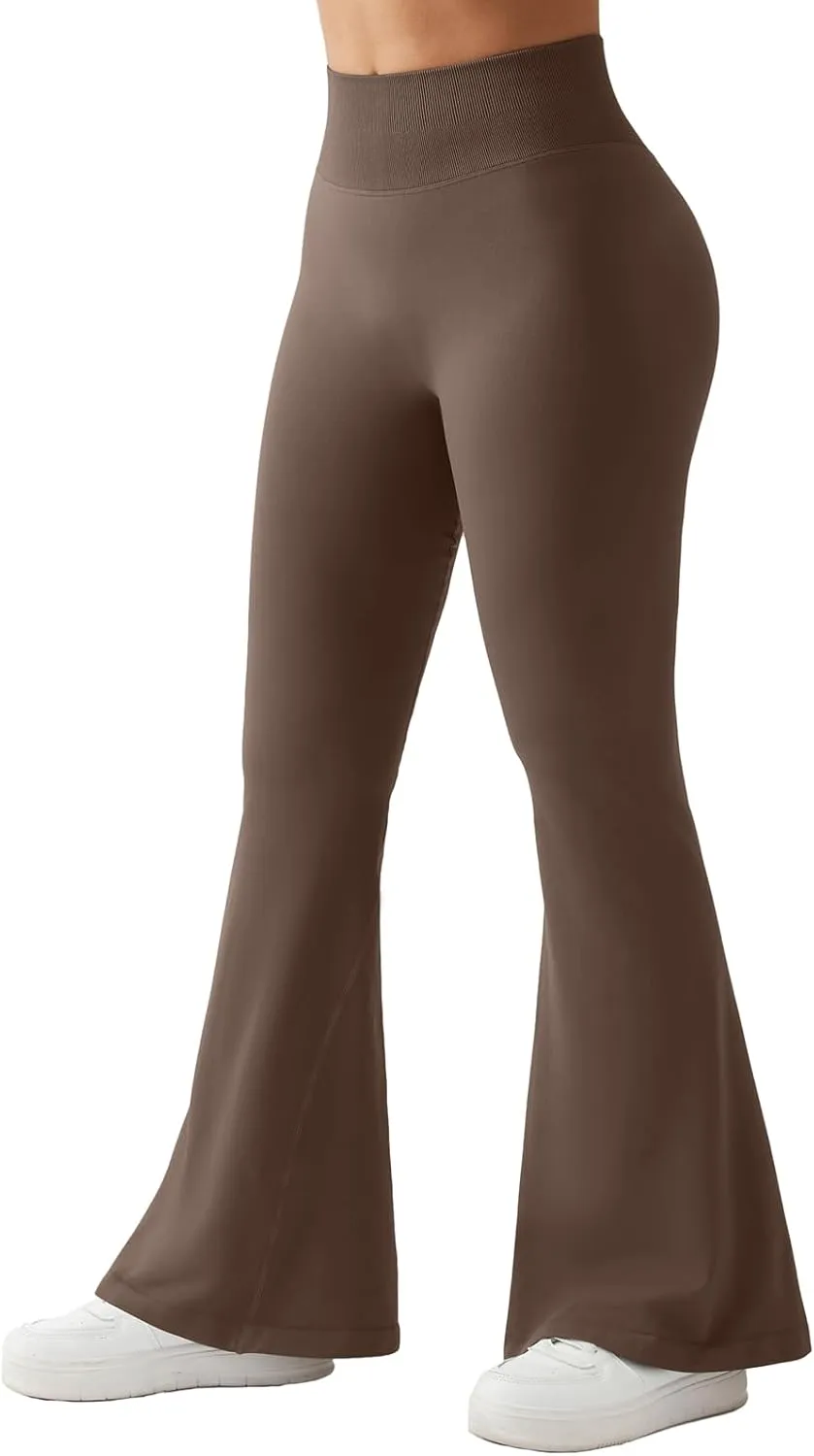 SUUKSESS Women Seamless Butt Lifting Flare Leggings High Waisted Yoga Pants