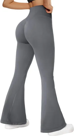 SUUKSESS Women Seamless Butt Lifting Flare Leggings High Waisted Yoga Pants