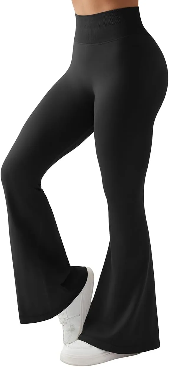 SUUKSESS Women Seamless Butt Lifting Flare Leggings High Waisted Yoga Pants