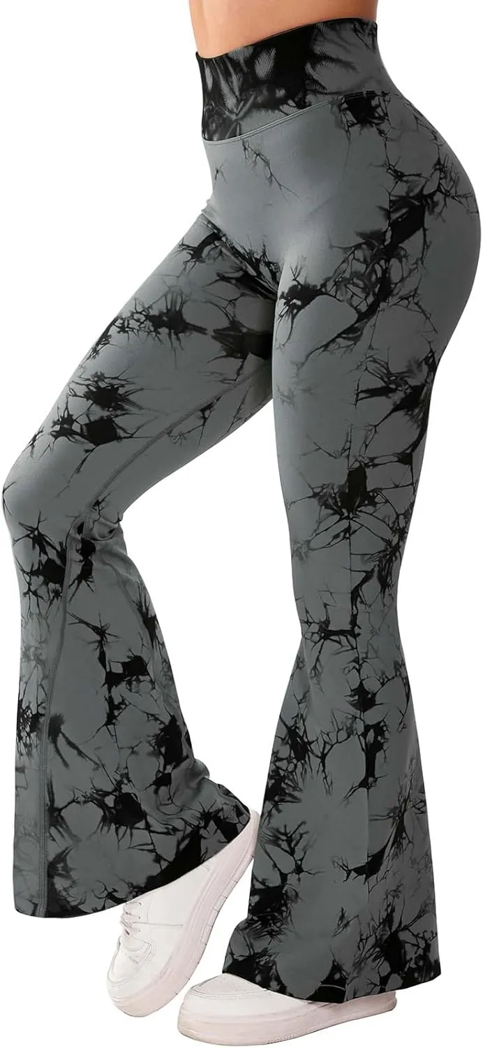 SUUKSESS Women Seamless Butt Lifting Flare Leggings High Waisted Yoga Pants