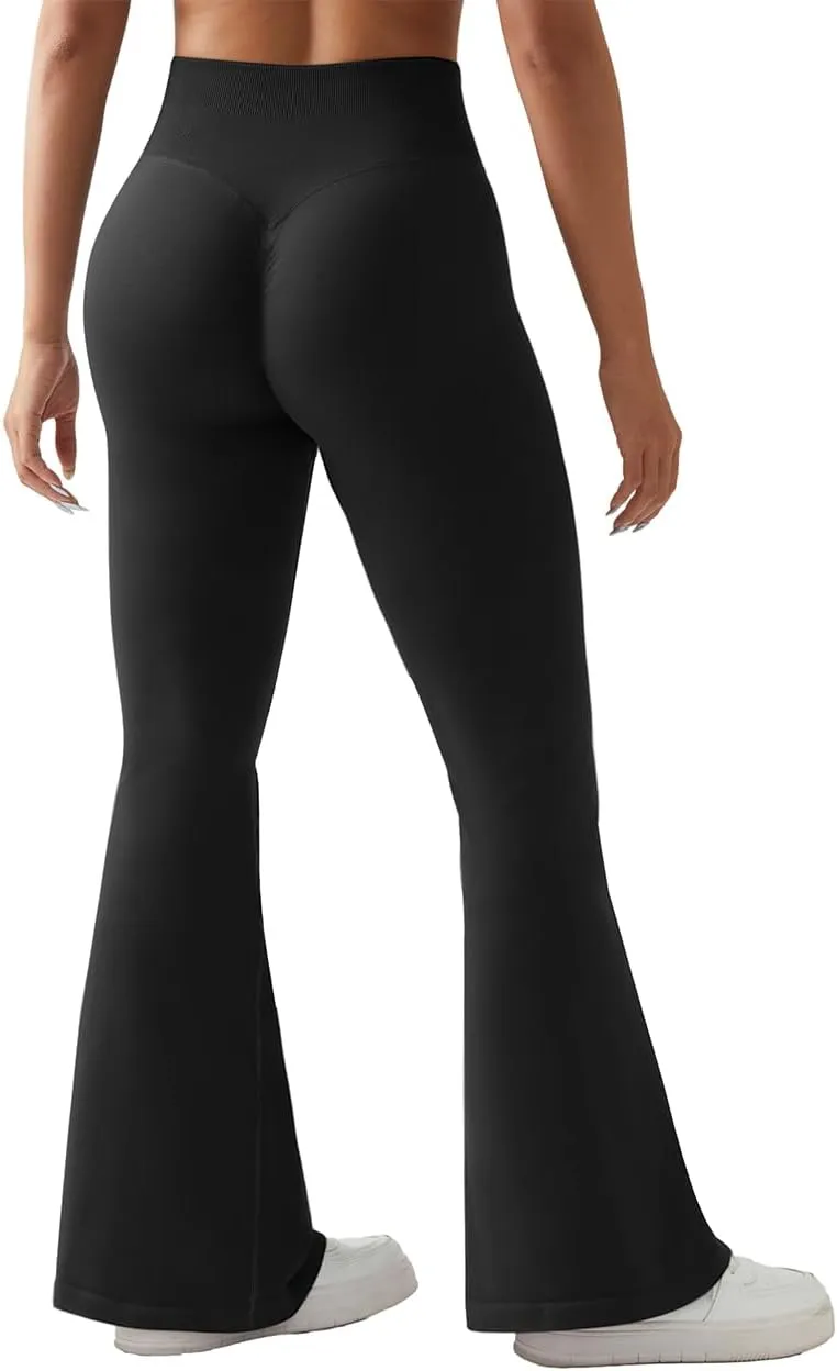 SUUKSESS Women Seamless Butt Lifting Flare Leggings High Waisted Yoga Pants