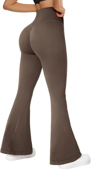 SUUKSESS Women Seamless Butt Lifting Flare Leggings High Waisted Yoga Pants