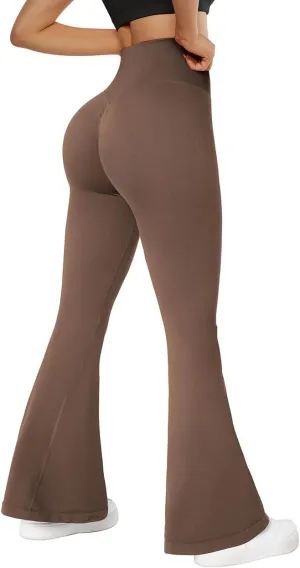 SUUKSESS Women Seamless Butt Lifting Flare Leggings High Waisted Yoga Pants