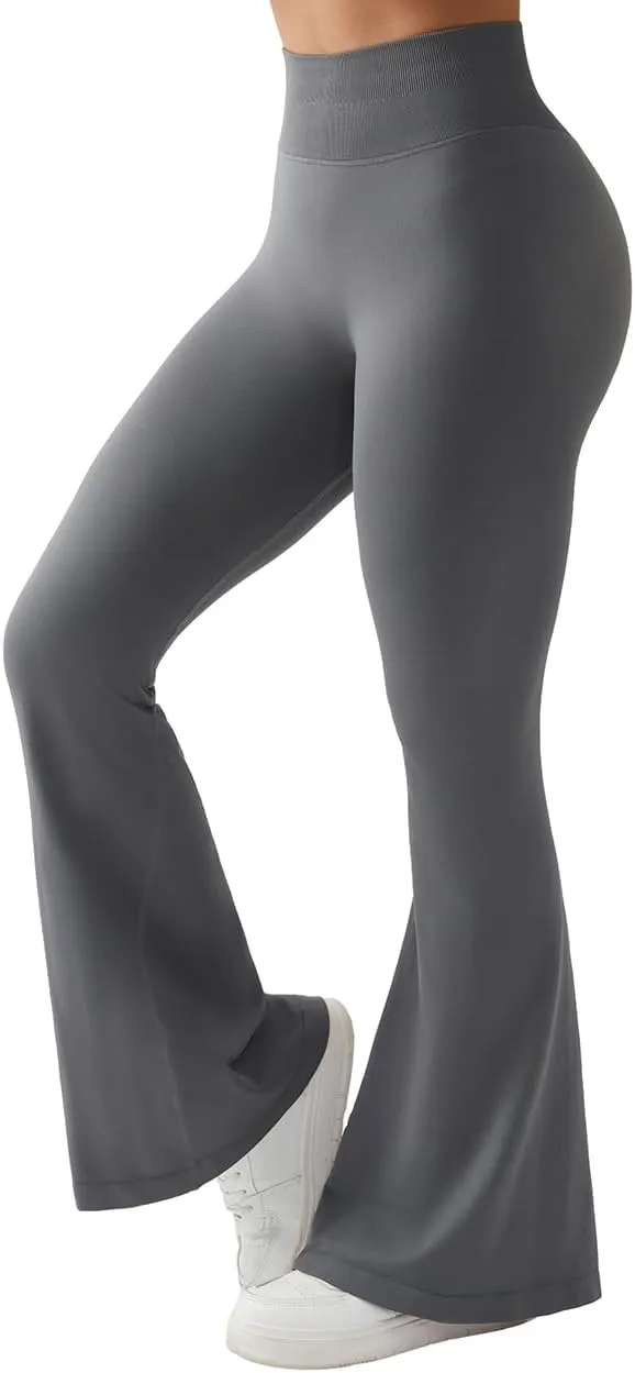 SUUKSESS Women Seamless Butt Lifting Flare Leggings High Waisted Yoga Pants