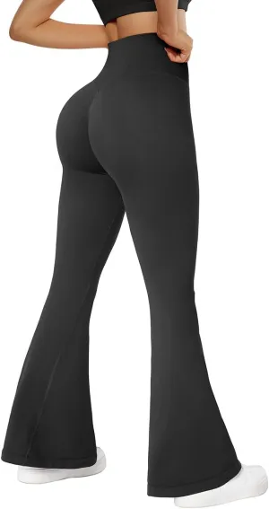 SUUKSESS Women Seamless Butt Lifting Flare Leggings High Waisted Yoga Pants