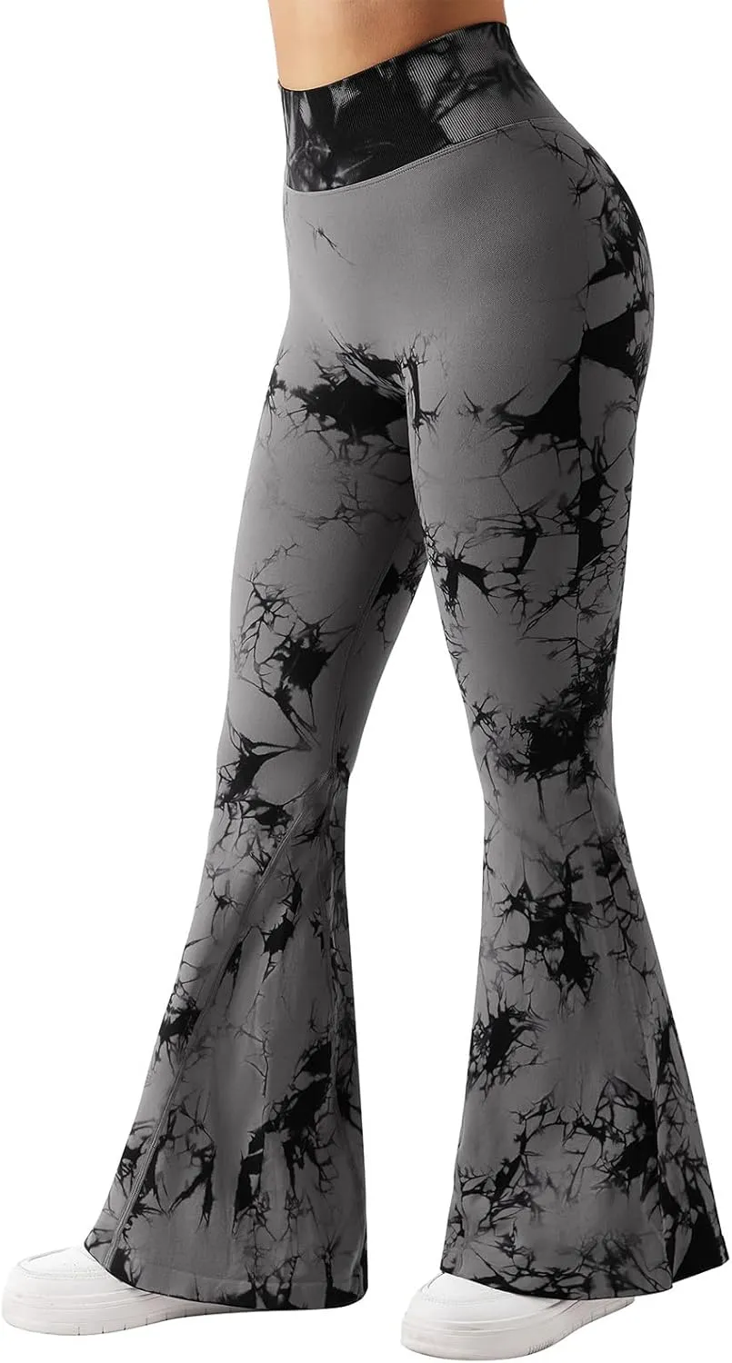 SUUKSESS Women Seamless Butt Lifting Flare Leggings High Waisted Yoga Pants