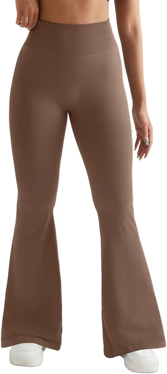 SUUKSESS Women Seamless Butt Lifting Flare Leggings High Waisted Yoga Pants