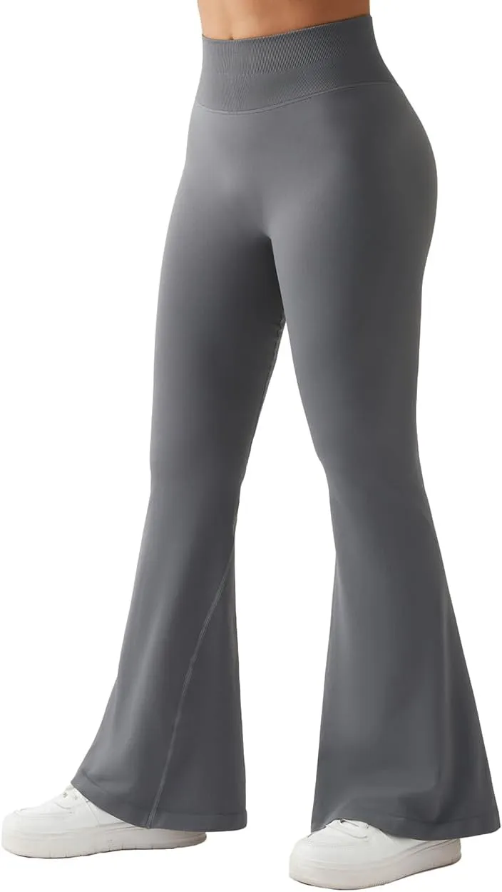 SUUKSESS Women Seamless Butt Lifting Flare Leggings High Waisted Yoga Pants