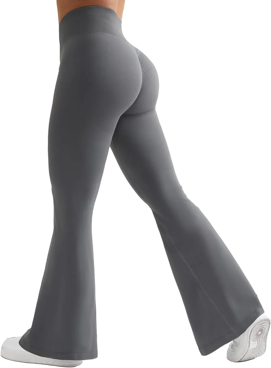 SUUKSESS Women Seamless Butt Lifting Flare Leggings High Waisted Yoga Pants