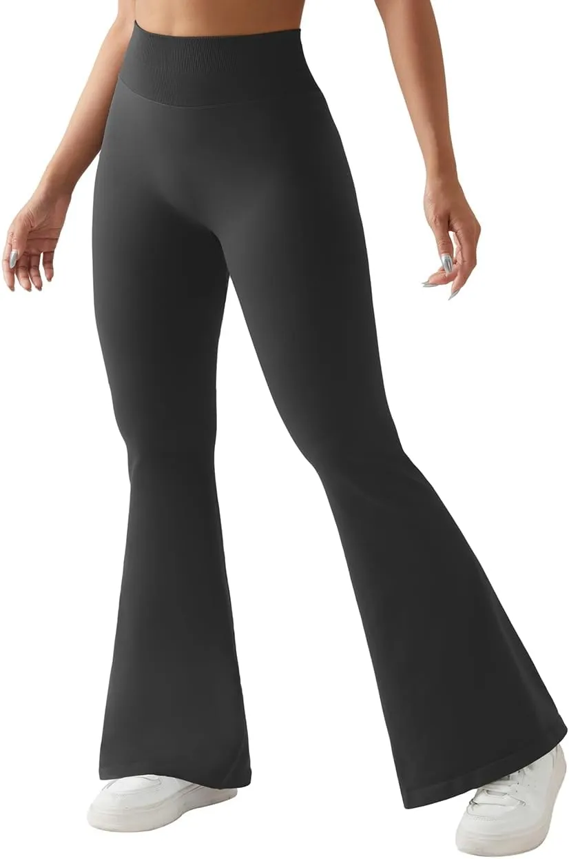 SUUKSESS Women Seamless Butt Lifting Flare Leggings High Waisted Yoga Pants