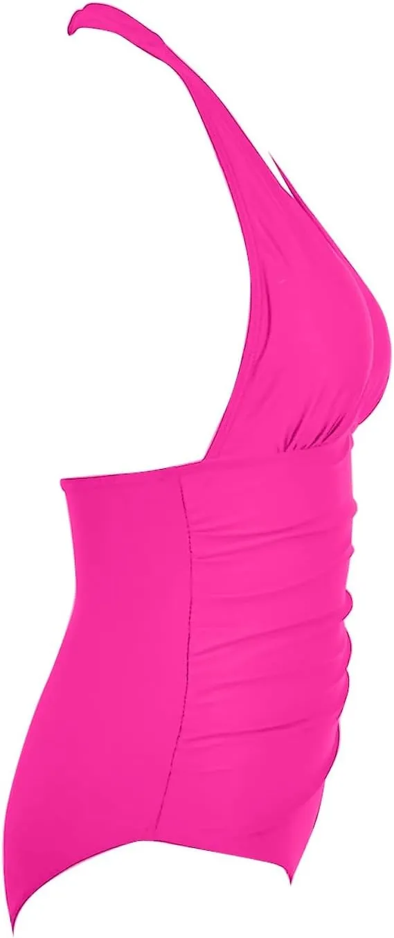 Swimsuit Women One Piece Mesh Hollow Out Monokini V Neck Bathing Suit Ruched Slimming Bathing Suit Bathing Suit for