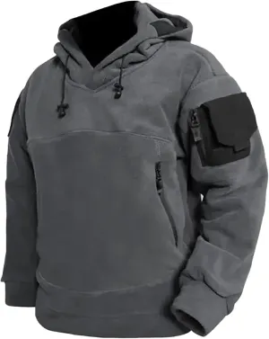 Tactical Hoodie for Men Warm Fleece Hoodie Outdoor Military Sweatshirts Long Sleeve Casual Pullover Shirt with Pocket