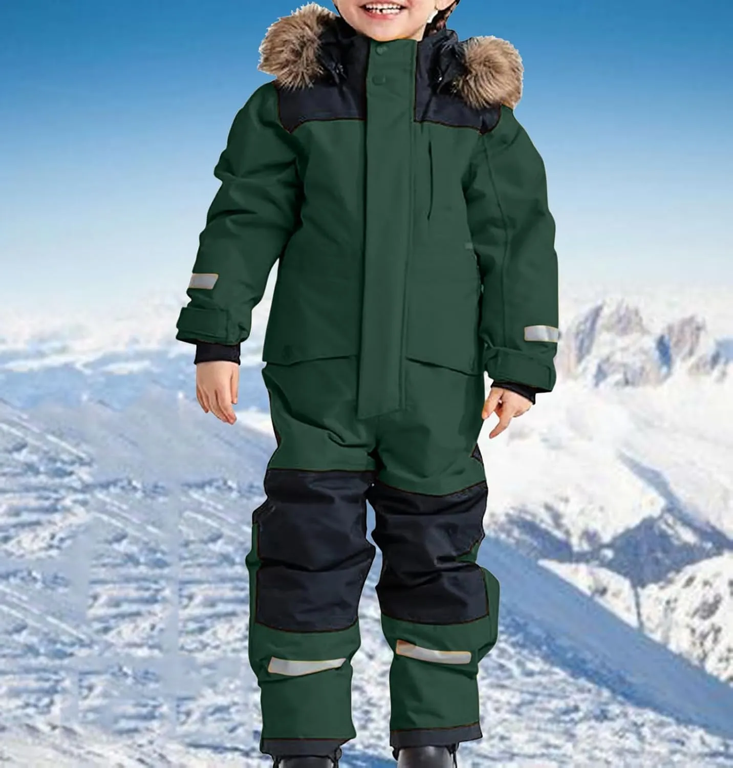 TIMIFIS Girls Boys Kids One Pieces Snowsuit Overalls Boys Girls Ski Suits Jumpsuits Waterproof Winter Outdoor Coat Jacket