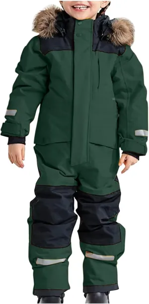 TIMIFIS Girls Boys Kids One Pieces Snowsuit Overalls Boys Girls Ski Suits Jumpsuits Waterproof Winter Outdoor Coat Jacket
