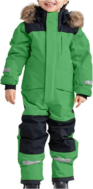 TIMIFIS Toddler Snowsuit Coveralls Kids Girls Boys One Piece Ski Suits Waterproof Snow Suit Thicken Winter Jackets Coats