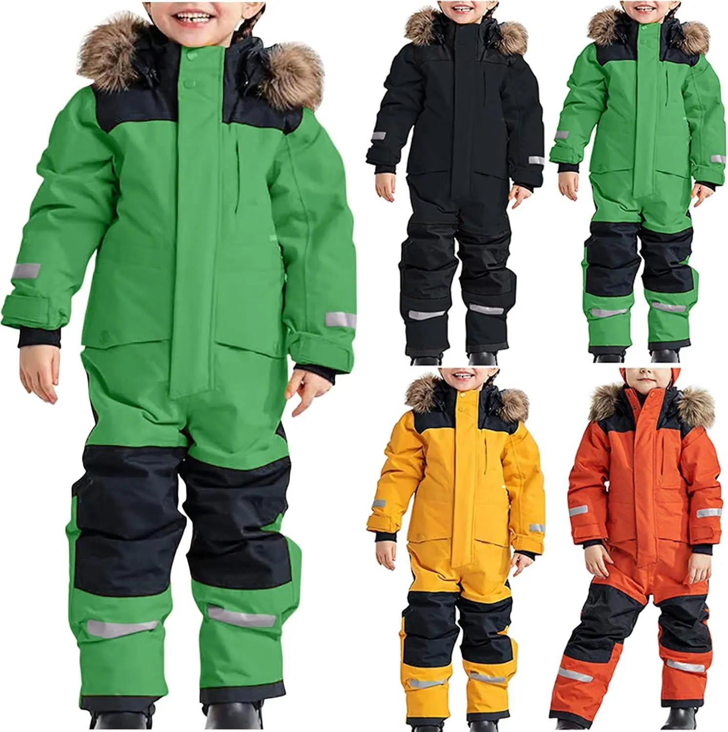 TIMIFIS Toddler Snowsuit Coveralls Kids Girls Boys One Piece Ski Suits Waterproof Snow Suit Thicken Winter Jackets Coats