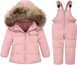Toddler 2 Piece Ski Snowsuit Set Kids Waterproof Ski Jacket Snow Pants Bibs Sets 1-5t Boys Girls Warm Winter Overalls