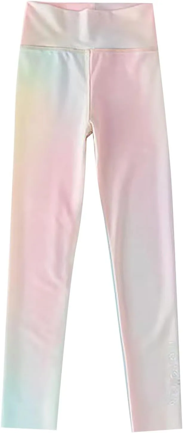 Toddler Girls Cute Skinny Stretch Athletic Leggings Kids High Waisted Yoga Pants Ankle Length