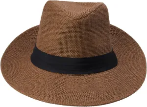 Travel Head Scarf for Ladies Unisex Fashion Solid Color British Sun Hat Wide Brim Straw Hat Adult Jazz Straw Hat