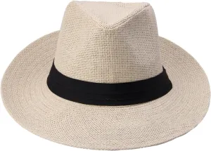 Travel Head Scarf for Ladies Unisex Fashion Solid Color British Sun Hat Wide Brim Straw Hat Adult Jazz Straw Hat