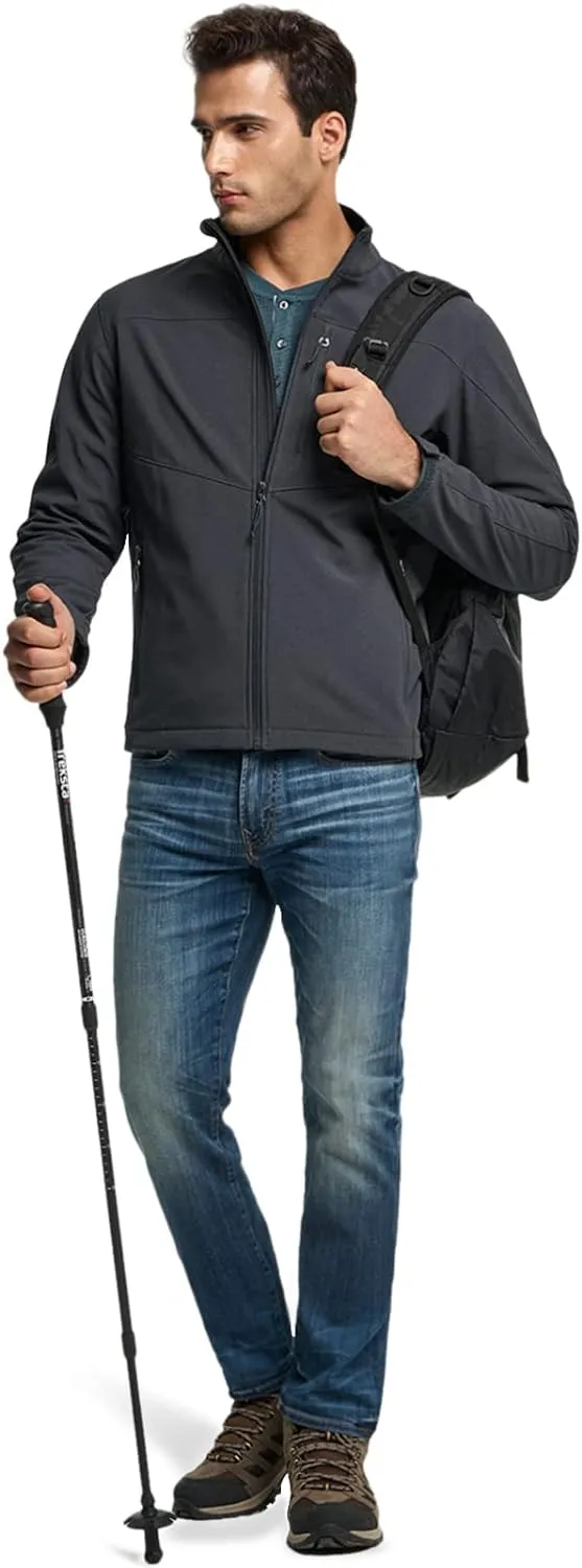 TSLA Men's Full-Zip Softshell Winter Jacket, Waterproof Fleece Lined Athletic Jacket, Outdoor Sport Windproof Jackets