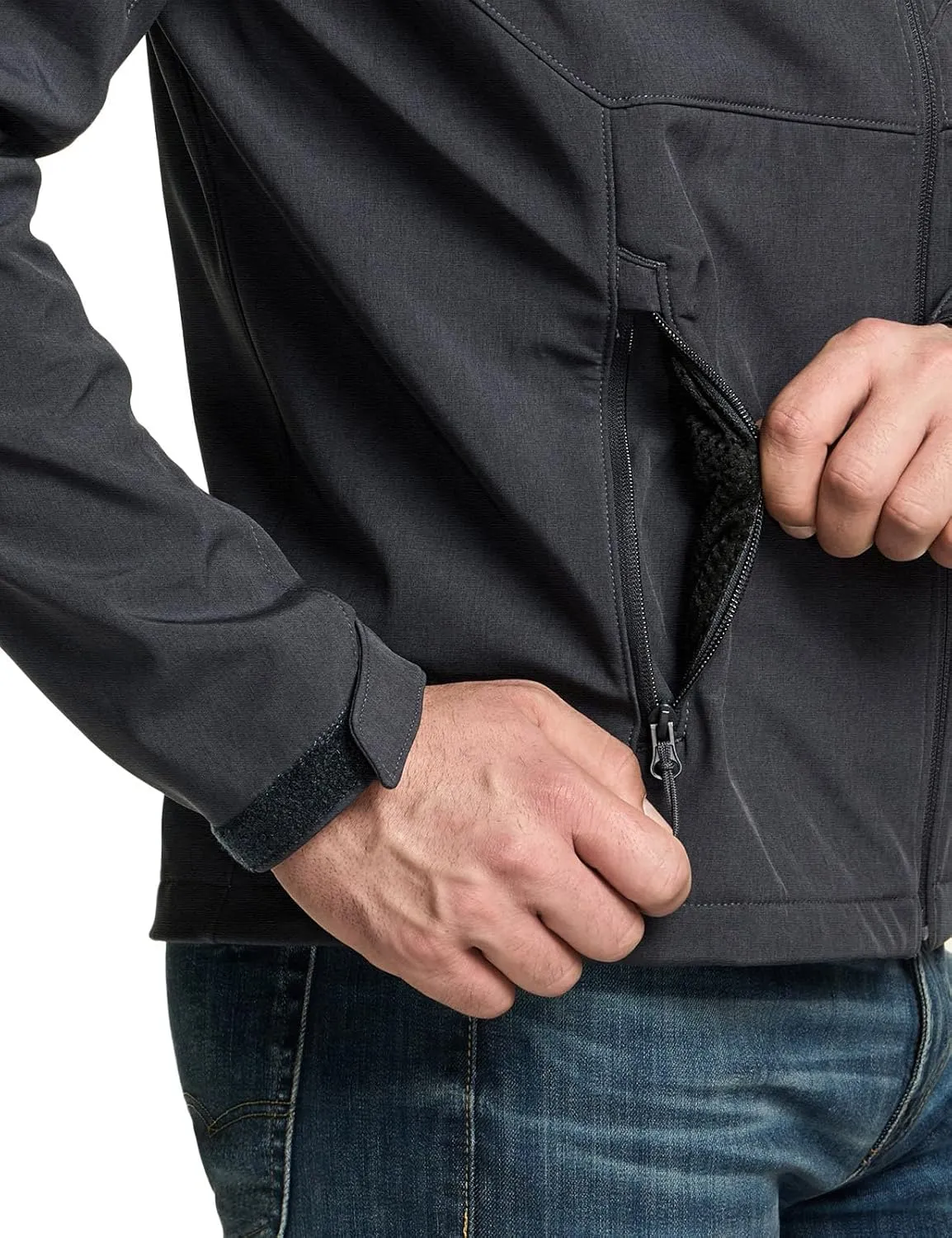TSLA Men's Full-Zip Softshell Winter Jacket, Waterproof Fleece Lined Athletic Jacket, Outdoor Sport Windproof Jackets