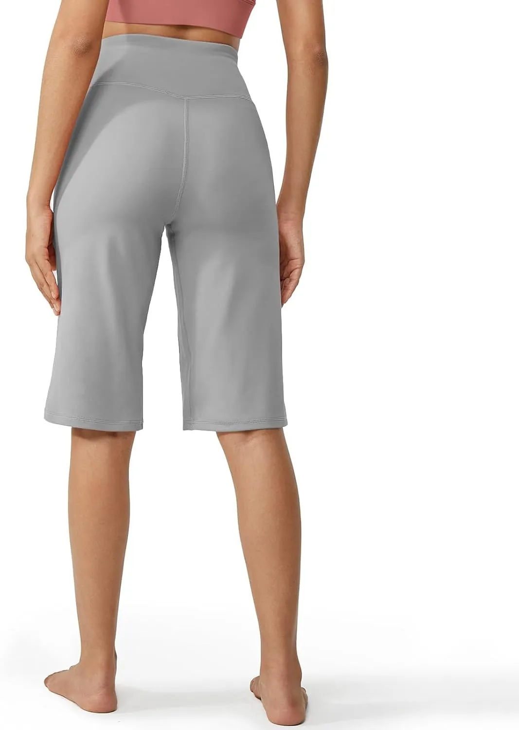 TWGONE Women's Knee Length Shorts Elastic High Waisted Loose Trousers Lightweight Shorts with Pockets