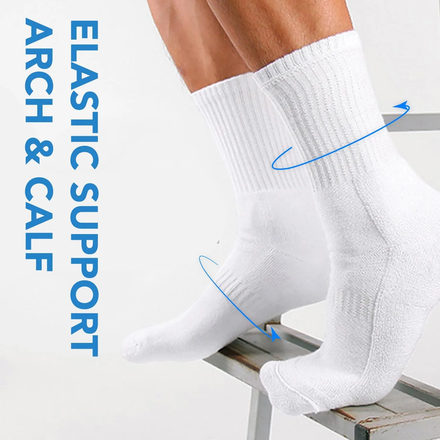 Unisex Hiking Socks Cushioned Crew Athletic Socks with Combed Cotton Moisture Wicking Breathable, 4-Pack