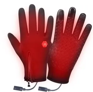 USB Heated Gloves - Windproof Thermal, Waterproof Touchscreen, Portable Rechargeable for Outdoor Cycling & Skiing