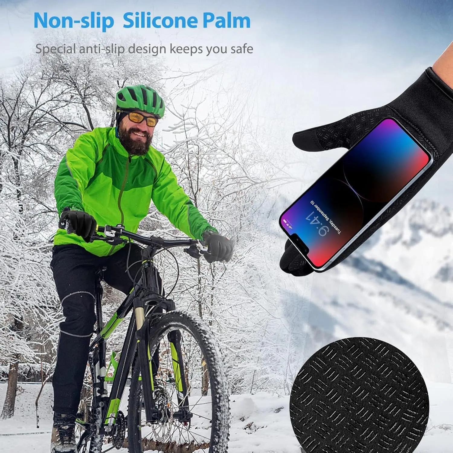 USB Heated Gloves - Windproof Thermal, Waterproof Touchscreen, Portable Rechargeable for Outdoor Cycling & Skiing
